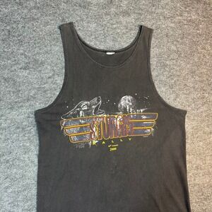 Vintage 2000 Sturgis Rally Motorcycle Wolf Moon Graphic Tank Top Mens